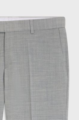 Slim-fit trousers in melange stretch fabric, Light Grey