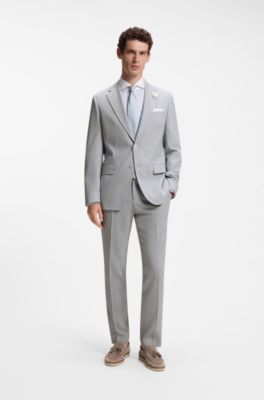 Slim-fit trousers in melange stretch fabric, Light Grey