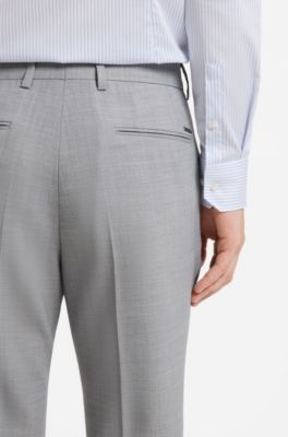 Slim-fit trousers in melange stretch fabric, Light Grey