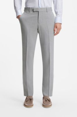 Slim-fit trousers in melange stretch fabric, Light Grey