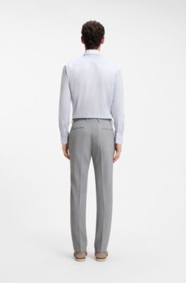 Slim-fit trousers in melange stretch fabric, Light Grey