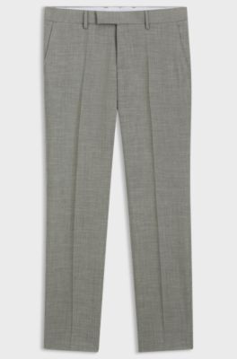 Slim-fit trousers in melange stretch fabric, Light Green