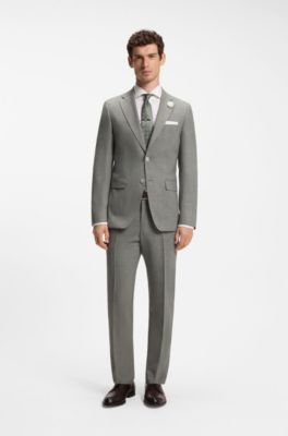 Slim-fit broek van gem&ecirc;leerd stretchmateriaal, Kalk
