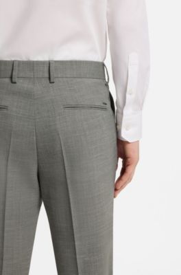 Slim-fit broek van gem&ecirc;leerd stretchmateriaal, Kalk