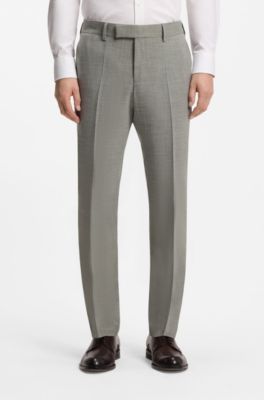 Slim-fit trousers in melange stretch fabric, Light Green