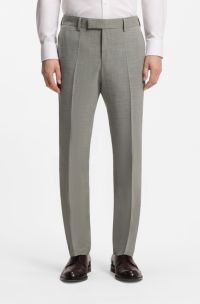 Slim-Fit Hose aus meliertem Stretch-Gewebe, Hellgr&uuml;n