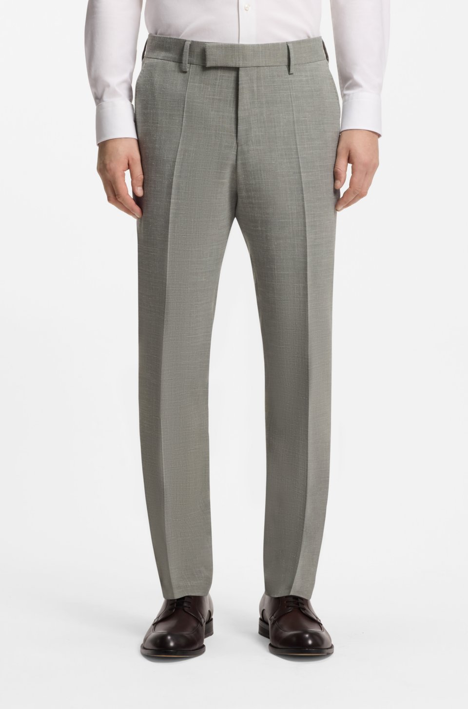 Slim-fit trousers in melange stretch fabric