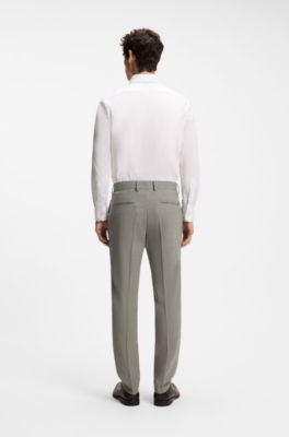 Slim-fit trousers in melange stretch fabric, Light Green