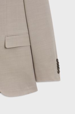 Two-piece slim-fit suit in wool and silk, Light Beige