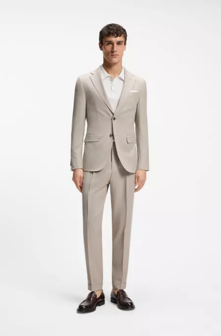 Two-piece slim-fit suit in wool and silk