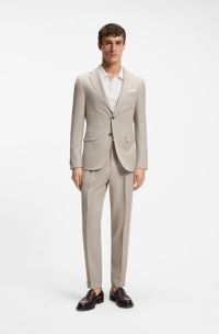 Costume Slim deux pi&egrave;ces en mohair et soie, Beige clair