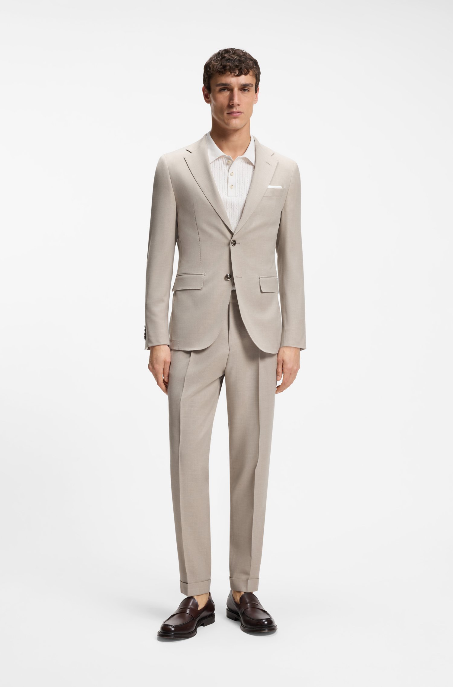 Boss Two-piece slim-fit suit in wool and silk kostymer herr