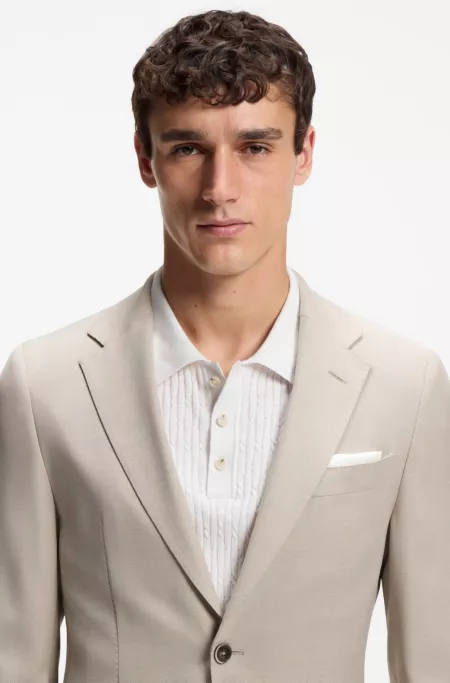 Two-piece slim-fit suit in wool and silk