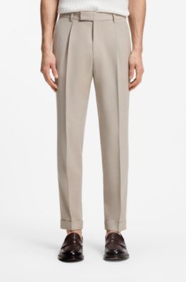 Tv&aring;delad slim fit-kostym i ull och siden, Ljusbeige