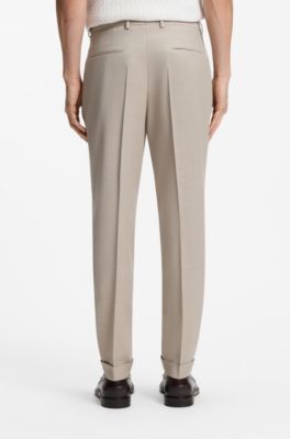 Two-piece slim-fit suit in wool and silk, Light Beige