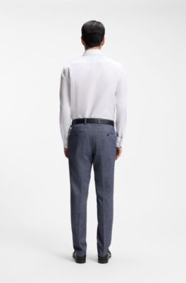 BOSS ONE Slim-fit shirt in wrinkle-resistant Oxford cotton, White