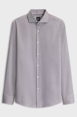 BOSS ONE Slim-Fit Hemd aus knitterfreier Oxford-Baumwolle, Braun