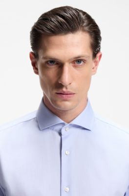 BOSS ONE Slim-fit overhemd van kreukbestendige Oxfordkatoen, Lichtblauw
