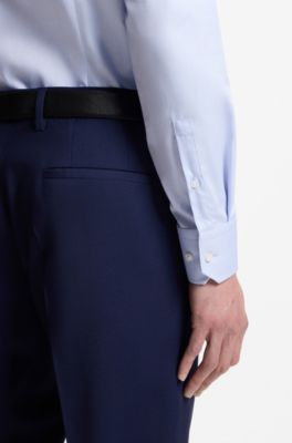 Slim-fit shirt in wrinkle-resistant Oxford cotton, Light Blue