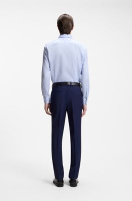 BOSS ONE Slim-fit overhemd van kreukbestendige Oxfordkatoen, Lichtblauw