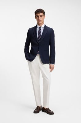 BOSS ONE Slim-fit shirt in striped cotton twill, Light Blue Stripes