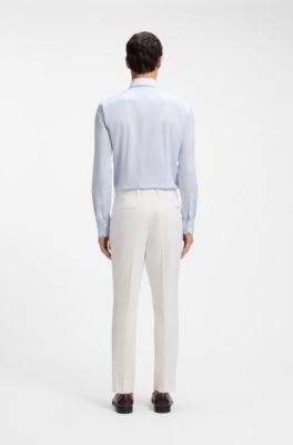 Slim-fit shirt in striped cotton twill, Light Blue stripes