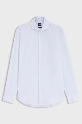 Regular-fit business shirt in wrinkle-resistant cotton, White