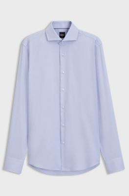 Regular-fit business shirt in wrinkle-resistant cotton, Light Blue