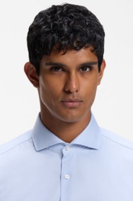 Regular-fit business shirt in wrinkle-resistant cotton, Light Blue
