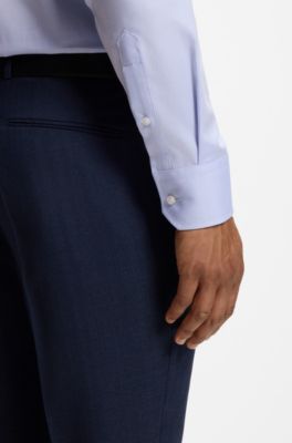 Regular-fit business shirt in wrinkle-resistant cotton, Light Blue