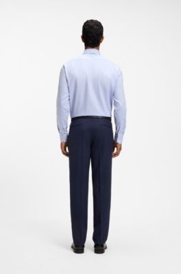 Regular-fit business shirt in wrinkle-resistant cotton, Light Blue