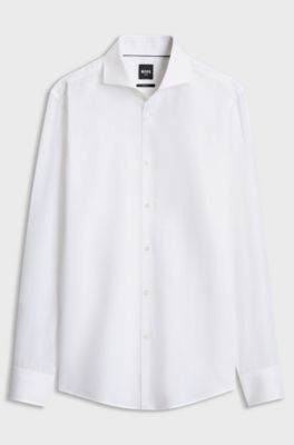 BOSS ONE slim-fit chambray shirt, White