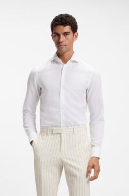 BOSS ONE slim-fit chambray shirt, White