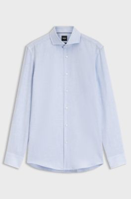 BOSS ONE slim-fit chambray shirt, Blue