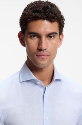 BOSS ONE slim-fit chambray shirt, Blue