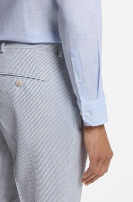 BOSS ONE slim-fit chambray shirt, Blue