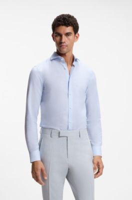 BOSS ONE slim-fit chambray shirt, Blue