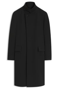 Regular-fit coat with stand collar, Black