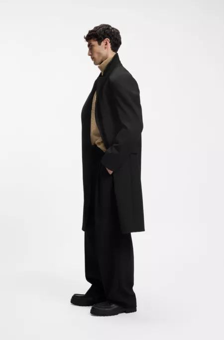 Regular-fit coat with stand collar