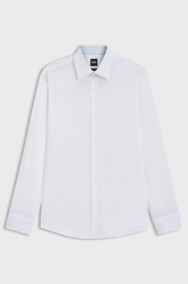Regular-fit shirt in easy-iron stretch cotton, White