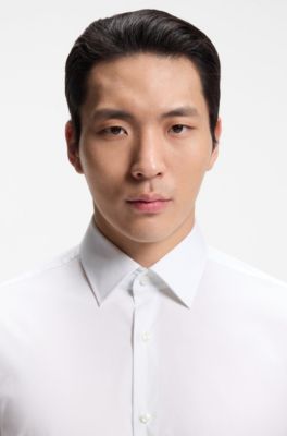 Regular-fit shirt in easy-iron stretch cotton, White