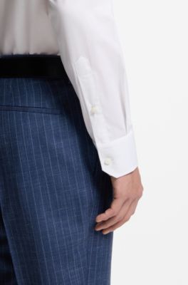 Regular-fit shirt in easy-iron stretch cotton, White