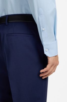 Regular-fit shirt in easy-iron stretch cotton, Light Blue