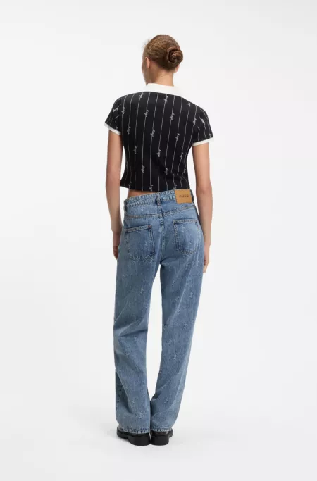 Jean large Loose en denim jacquard à logo