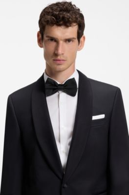 BOSS ONE bow tie in silk jacquard, Black