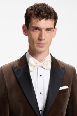 BOSS ONE bow tie in silk jacquard, Natural