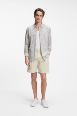 Pleated shorts with comfort waistband, Light Beige