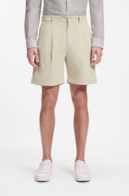 Pleated shorts with comfort waistband, Light Beige