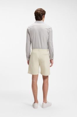 Pleated shorts with comfort waistband, Light Beige