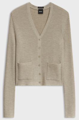 Virgin-wool cardigan, Light Beige